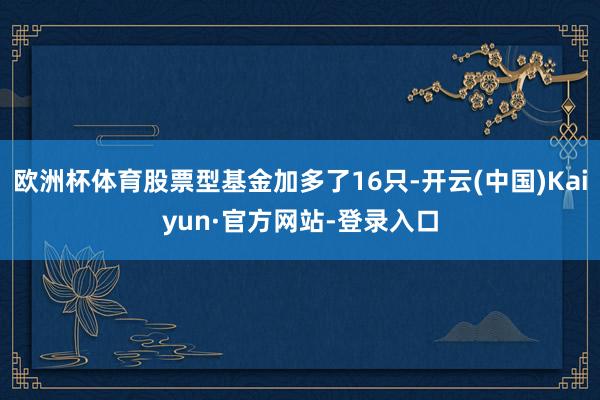 欧洲杯体育股票型基金加多了16只-开云(中国)Kaiyun·官方网站-登录入口