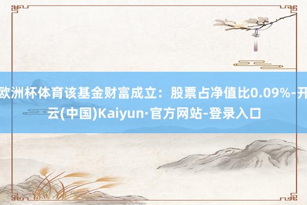 欧洲杯体育该基金财富成立：股票占净值比0.09%-开云(中国)Kaiyun·官方网站-登录入口