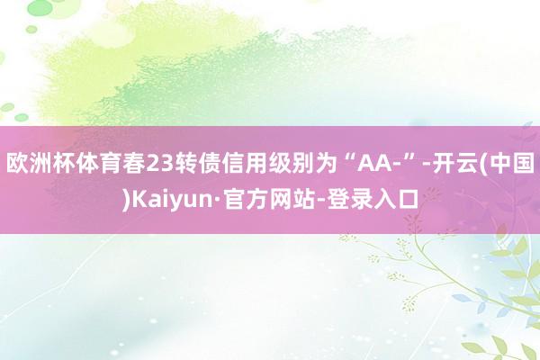 欧洲杯体育春23转债信用级别为“AA-”-开云(中国)Kaiyun·官方网站-登录入口