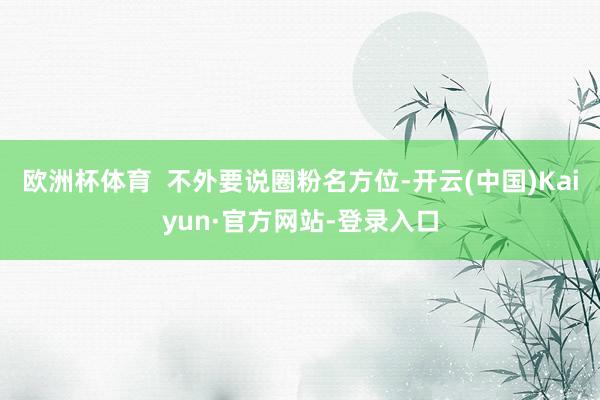 欧洲杯体育  不外要说圈粉名方位-开云(中国)Kaiyun·官方网站-登录入口